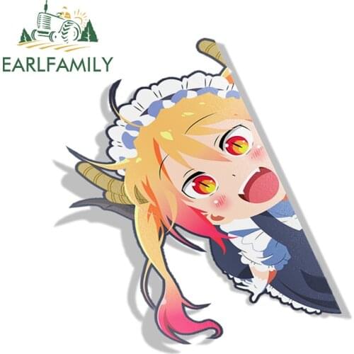 EARLFAMILY 13cm x 12.3cm for Miss Kobayashi Car Assessoires Stickers 3D Funny Decal Motorcycle RV Personality Laptop Decoration