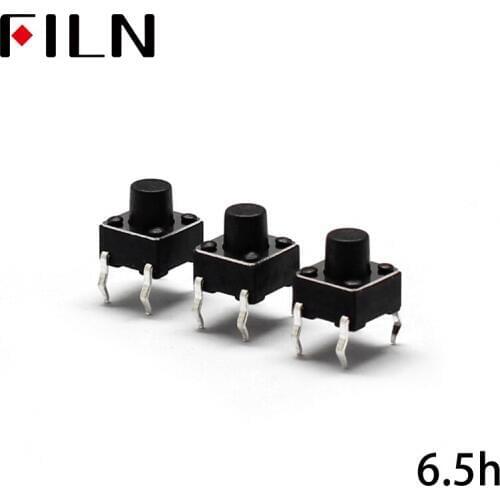 FL7-010-6*6J-H6.5 50PCS 6X6X6.5MM Tact Switch Push Button Switch 12V Copper 4PIN DIP Micro Switch For TV/Toys/home use Button