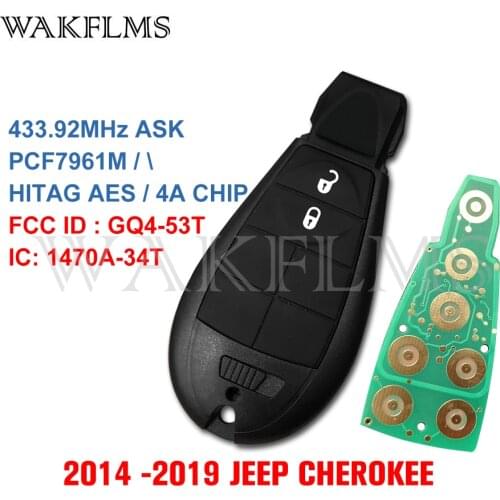 GQ4-53T 433MHz 7961M 4A Chip Fobik Remote Key For Jeep Cherokee Sport KL 2014 2015 2015 2017 2018 2019