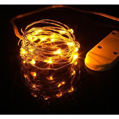 ANTINIYAButton Battery Operated LED String Lights Silver Copper Wire 2M 20LED Fairy LED Holiday Decoration for Christmas Wedding