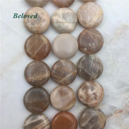 Smooth Round Flash Sunstone Slice Loose Beads, Natural Moonstone Gems Strand Beads For Jewelry Making, BG18092