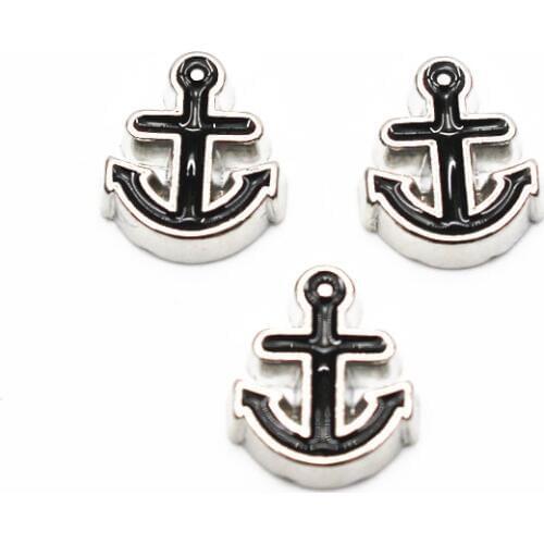 Hot selling 10pcs/lot boat anchor Floating charms Silver Alloy Charms Living glass Memory Lockets DIY Jewelry