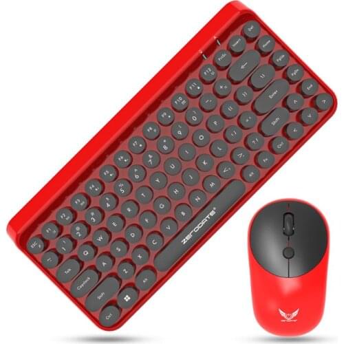 Keyboard Mouse Set 2.4G Wireless Round Buttons Adjustable Keys Keycaps Kit Office Desktop Laptop Computer PC