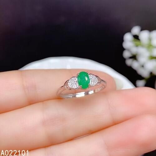 KJJEAXCMY fine jewelry S925 sterling silver inlaid natural Emerald new girl popular ring support test Chinese style with box
