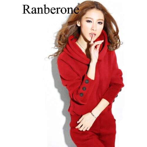 Ranberone 2021 Women Two Piece Set Outfits Autumn Womens Tracksuit Hoodie Sweater + Jogging Pants Casual Sport Suit Outwear