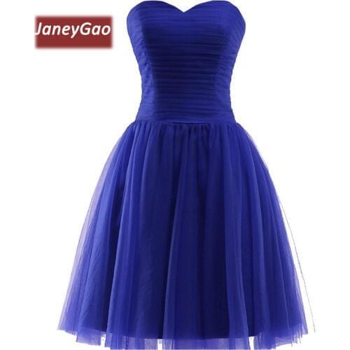 JaneyGao Short Prom Dresses For Women Elegant Tulle Sweetheart Sleeveless White Royal Blue Green Red Women Formal Prom Gown 2019