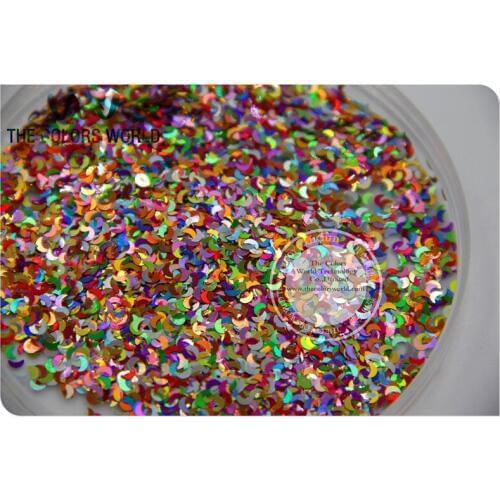 ML3-77 Mix Sparking laser holographic Colors Moon Shapes Glitter Spangles for nail art and Other DIY decoration 1Pack =50g
