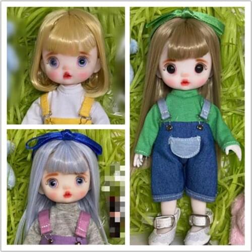 16cm Fashion Mini Wig BJD Doll Movable Joint Girl Dolls 3D Big Eyes Beautiful Cute DIY Toy Doll with Clothes Dress Up Doll