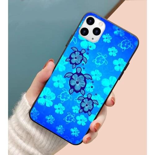 3 Hawaiian Honu And Hibiscus soft TPU border phone case for iphone 11PRO 11PROMAX 11 X XS XR XSMAX 6 plus 7 7plus 8 8plus cover