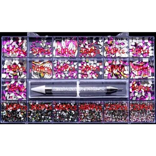 Gemstone Beads for Nail Jewelry Making Crystal Ring Making Kit with Plastic Box for Jewelry Ring Bracelets Earring