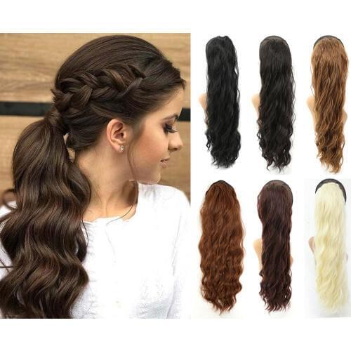 Aigemei water wave ponytail drawstring Extension Synthetic Hairpiece Wrap on Clip Hair For Africa Woman