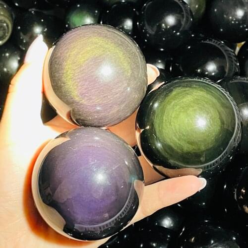 Incredibly Beautiful!!!!!Natural Rare Rainbow Obsidian Sphere Quartz Ball Sheen Eyes Polished Crystal Decoration