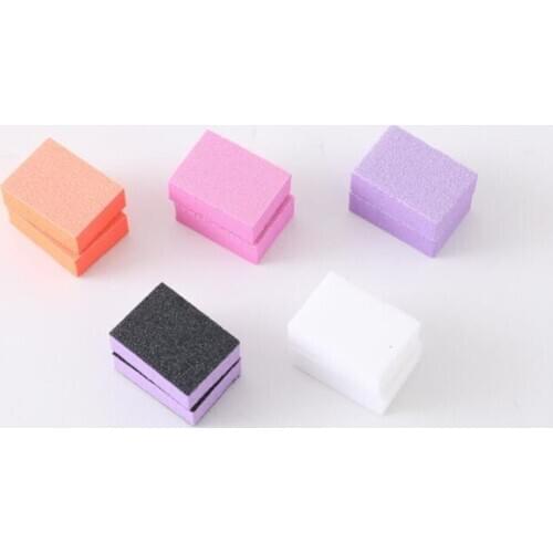 New 1000pcs/lot Mini Sponge Nail File Candy Colors Sanding Buffer Polish Block Nail Files Double Side Manicure Makeup Tools