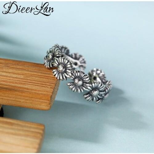 New Trendy Personality Punk Sunflower Rings For Women Lady Resizable Size Rings Party Jewelry Charm Gifts 2021