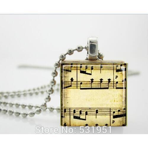 Wholesale Scrabble Jewelry Sheet Music Jewelry Musicians Music Notes music notes pendant necklace Scrabble Tile Pendant Necklace