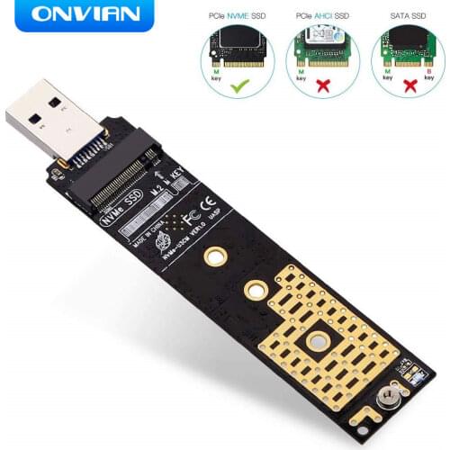 Onvian M.2 NVME to USB Adapter M-Key M.2 NGFF NVME to USB 3.1 Card Reader 10Gbps M.2 USB Adapter for Windows XP 7 8 10, MAC OS