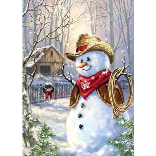 Dpsprue Full Square/Round 5D Diy Diamond Painting Cross Stitch Christmas Snowman Small Courtyard 3D Embroidery Mosaic Gift