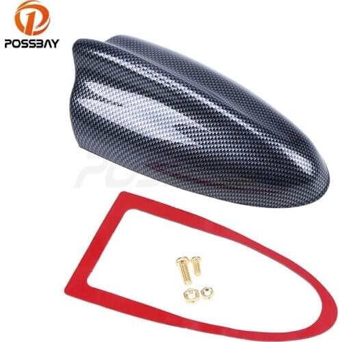 POSSBAY Imitation Carbon Fiber Universal Car Truck Van Roof Shark Fin Antenna Radio AM/ FM Signal Aerial Accrssories