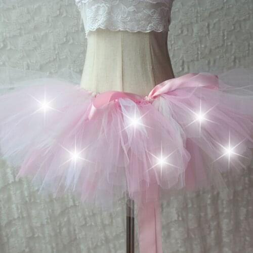 Above Knee Music Festival LED Lighting Ballet Dance perform Present Princess Fluffy Lace Tutu SKirt Woman Hen Night