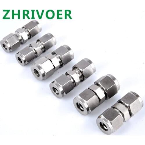 304 SS Pipe straight fitting 1/8'' 3/8'' 1/2'' 4mm 10mm Stainless Steel Pipe and two ferrule tube fitting