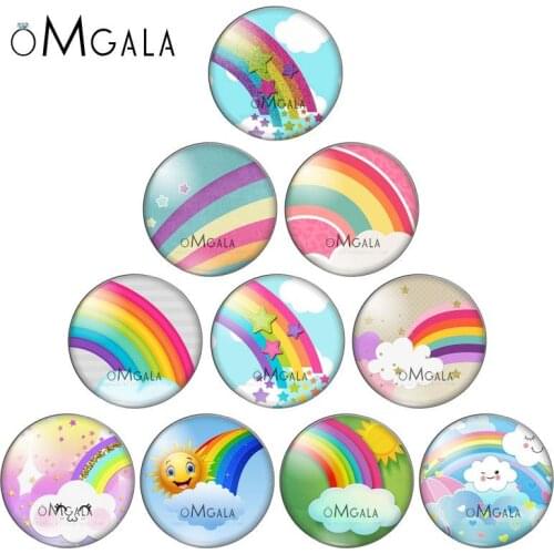 Colorful Rainbow Patterns 10pcs 8mm/10mm12mm/18mm/20mm/25mm Round photo glass cabochon demo flat back Making findings