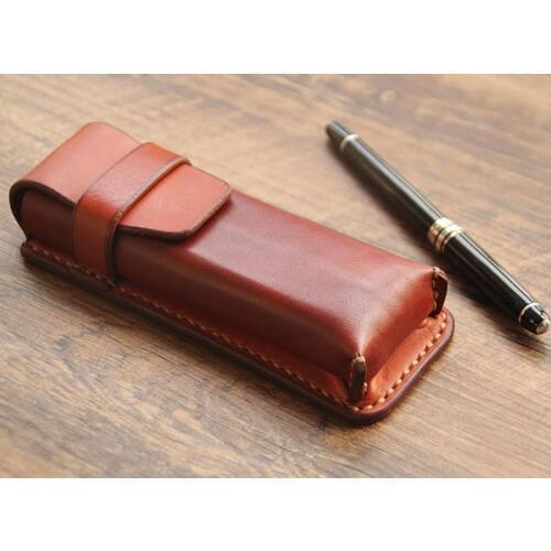 Luxury Genuine Leather Pen Pencil Bag Case Vintage Retro Style Creative Office Travel School Stationary Accessories 1282B