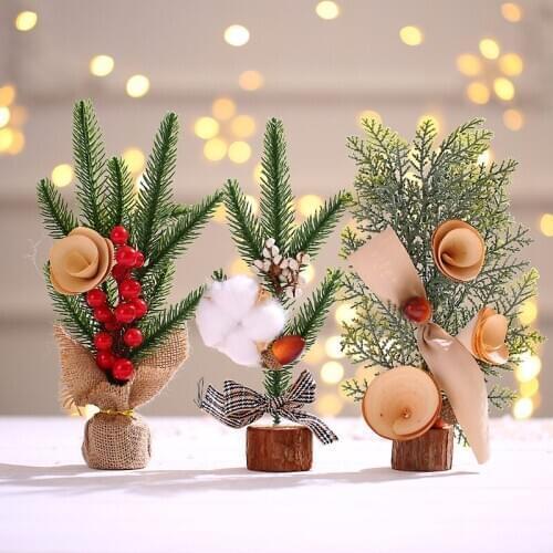 Christmas Tree Ornaments Mini Desktop Simulation Christmas Decorations for Home Gifts for The New Year 2021