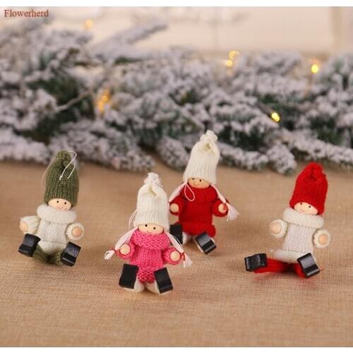 Christmas Decorations for Home Cute Boys Girl Wool Christmas Tree Pendant Party Decorations Gift for Kid Christmas Ornaments
