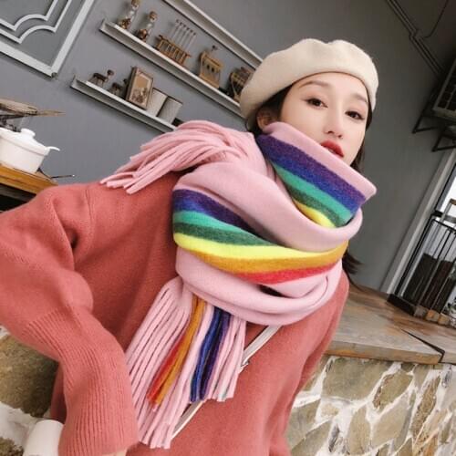 45*200CM Women Autumn Winter Plaid Scarf Cashmere knitted Thicken Blanket Warm Soft Shawls And Wraps Pashmina Bandana