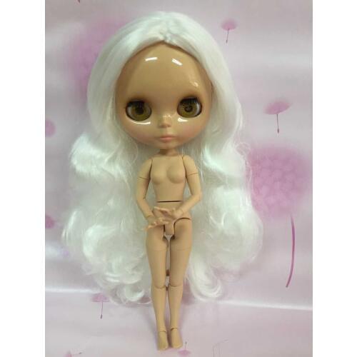 Joint body Nude blyth Doll white hair tan skin Factory doll Suitable For DIY Change BJD Toy For Girls