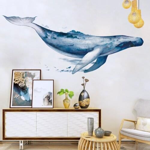 [SHIJUEHEZI] Whale Fish Wall Stickers DIY Ocean Animal Wall Decals for Kids Rooms Baby Bedroom Bathroom Nursery Home Decoration