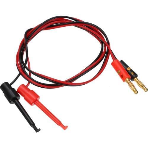 1 Pair 4mm Gold Plated Banana Plug to Test Hook Clip 1M Lead Cable Mayitr For Multimeter Test Tools