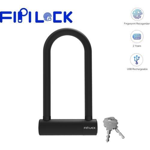 Fipilock FL-U10 Smart Fingerprint U Lock Portable Sliding Door Lock Door Handle Car Motorcycle Bike Lock Padlock Slot