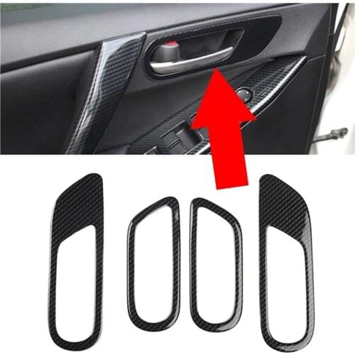 NEW-For Mazda 3 Sedan /Axela BL 2009-2013 Carbon Fiber Car Inner Door Handle Bowl Catch Cover Trim Frame
