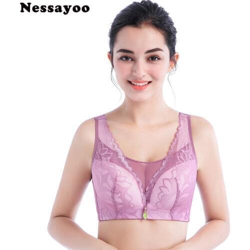 Full Coverage Wire Free Sexy Push Up Lace Bra 90 95BCD For Women Plus Size Comfortable Wireless Bralette Floral Padded Brassiere