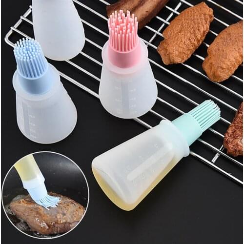 1PCS Oil Bottle Brush Creative Silicone Basting Brush Oil Dispenser Brush with Lid BBQ Tool Home Kitchen Tool Baking Accessories