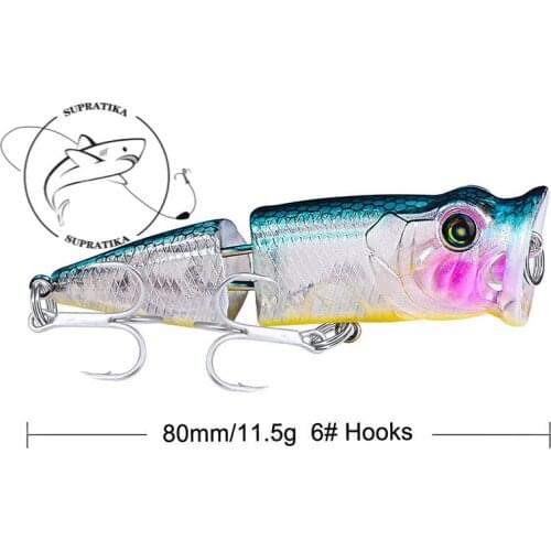 11.5G/8CM Artificial Popper Freshwater Fishing Lure Hard Bait Diving Depth 0.6-1.8 m Anti-Corrosion Bionic Plastic Fishing Bait
