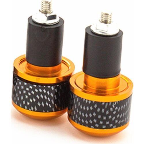 2pcs Aluminum 7/8 inch Motorcycle Handlebar Grips Cap Plug Universal Handle Bar End Grips Slider Black and Gold