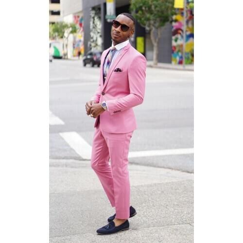 2017 Latest Coat Pant Design Hot Pink Men Suit Jacket Slim Fit Skinny 2 Piece Casual Blazer Custom Groom Tuxedo Terno Masculino