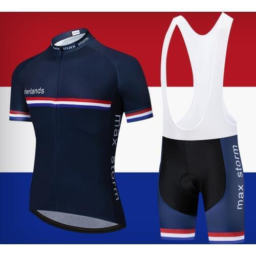 2019 Netherlands blue New Team Cycling Jersey/Cycling sets Customized Road Mountain Race Top max storm