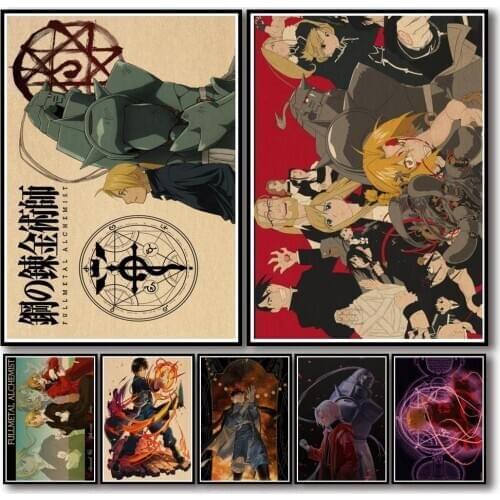 28 Designs Anime Fullmetal Alchemist Kraftpaper Poster Art Painting Fancy Wall Sticker for Coffee House Bar 2