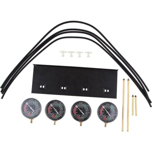 4Pcs Gauge 1 Set Universal Carburetor Vacuum Gauge Synchronizer Tool with Rubber Hose, Adapters, Mounting Plate