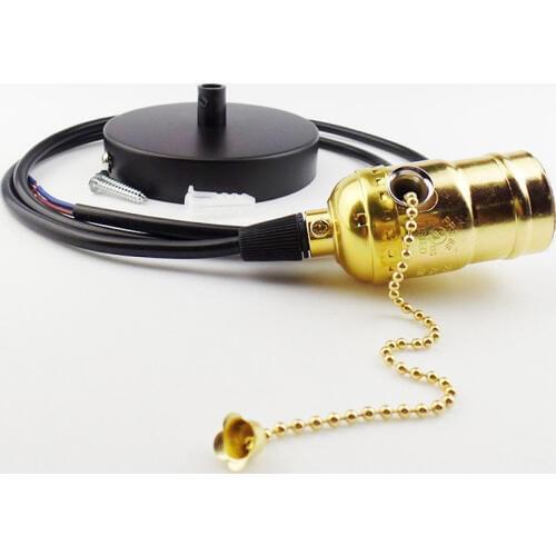 5pcs Chandelier Lamp Holder Edison Antique Chandelier E27 Screw Lamp Bases for Bar Tea House Retro Lamp Zipper Hanging Line