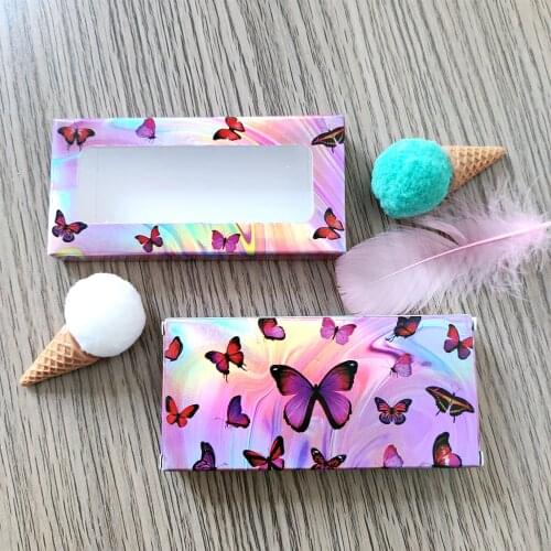 ABCO Laser Eyelash Packaging Box Lashes Boxes Empty Eyelash Package Boxes Case 25mm Lashes holographic Rectangle Box