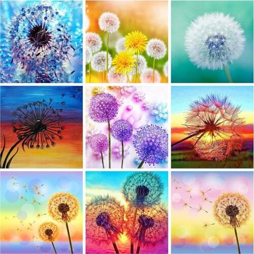 HUACAN DIY 5d Diamond Painting Dandelion Full Square/Round Diamond Embroidery Sunset Mosaic Flower Needlework Home Decor