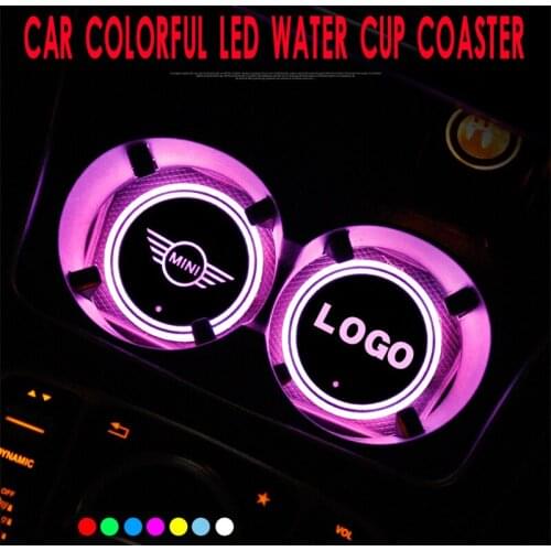 Car led coaster Water cup holder Door slot pad For BMW Suzuki VW Audi Subaru Opel Toyota Renault SKODA decoration accessories