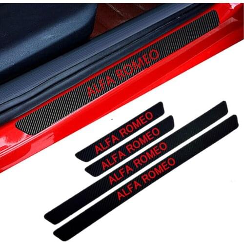Car Accessories Carbon fiber vinyl sticker Car Door Sill Scuff Plate For alfa romeo 159 147 156 giulietta 147 159 Emblems