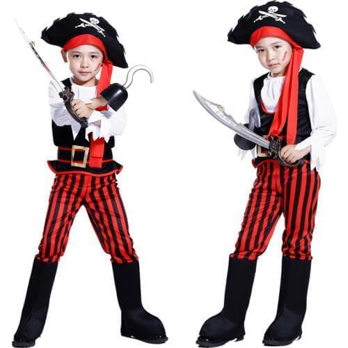 Free shipping Halloween pirate costume Pirates of the Caribbean costumes Boys costumes role-playing Captain Jack