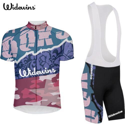 Widewins Brand New Cool Cycling Jersey Set Short Sleeve Sportswear Polyester Summer Bike Cycling Clothing Ropa Ciclismo 5482