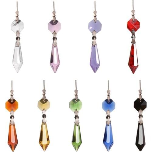 Camal 5PCS 38mm Drops Pendants Bowtie Pins Crystal Lamp Chandelier Prisms Parts Hanging Home Decor Lighting Accessories Party